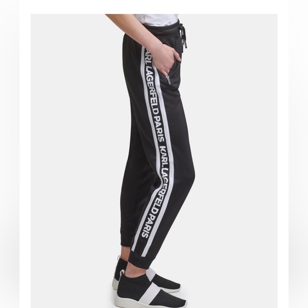 Karl lagerfeld paris Women's Block Letter Logo Taping Jogger sweatpants